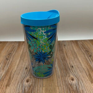 blue & green floral 16oz Tervis tumbler